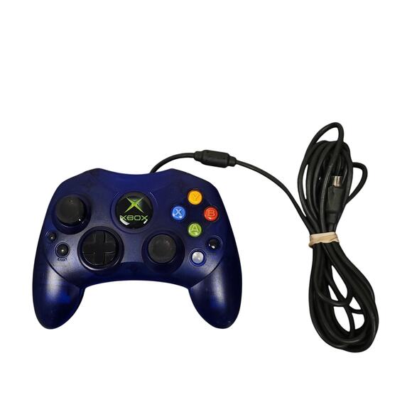 Original Microsoft Xbox Controller Type S Wired Translucent Blue OEM - Picture 4 of 6